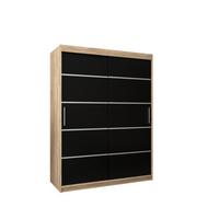 SCHWEBETÜRENSCHRANK 200/150/62 2-türig - Silberfarben/Sonoma Eiche, Holz/Kunststoff (150/200/62cm) - MÖBEL KRYSPOL