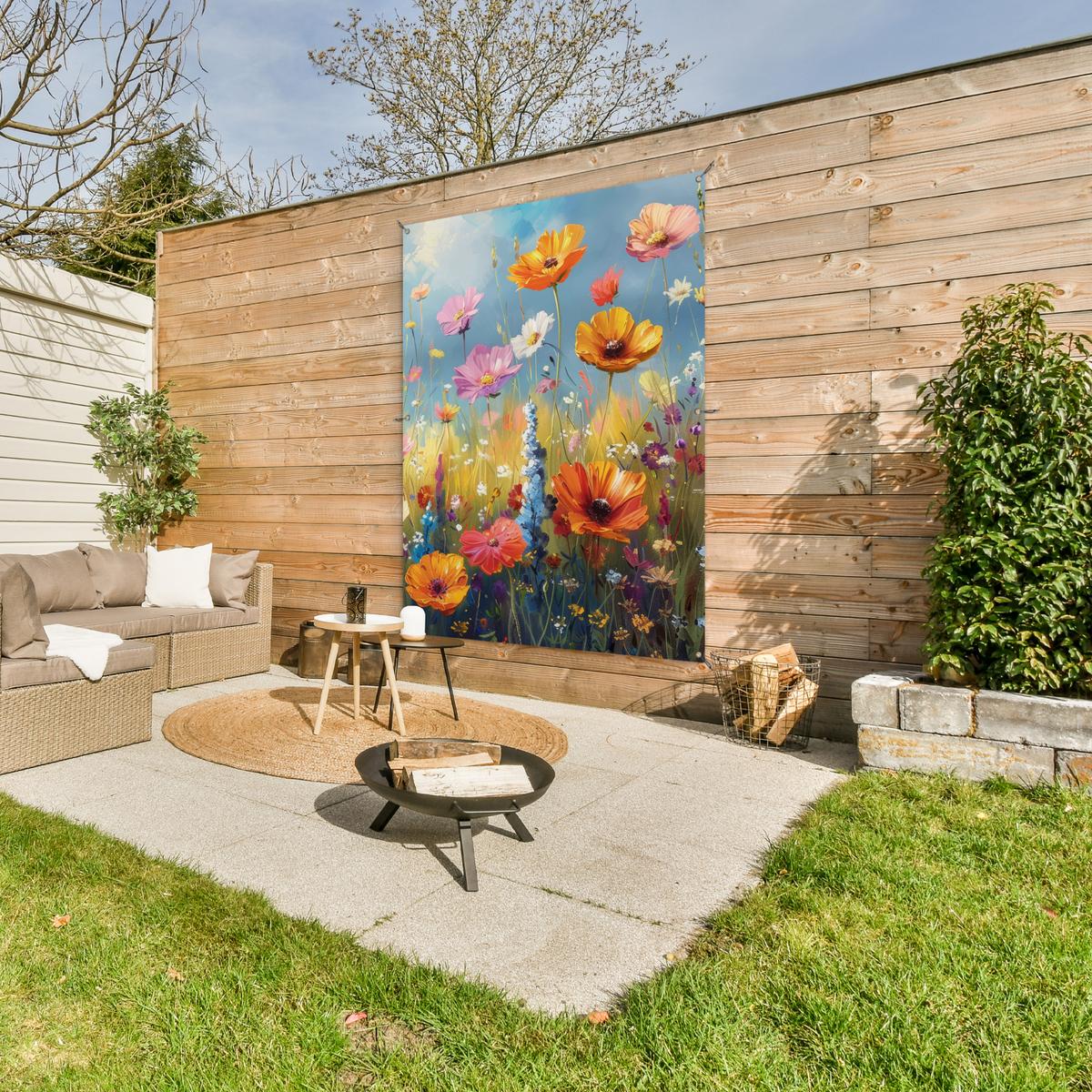 GARTENPOSTER Blumen - Natur - Botanik - Kunst Gartendekoration 120x160 cm - Hellblau, Kunststoff (120/160/0.2cm) - OnlyWow