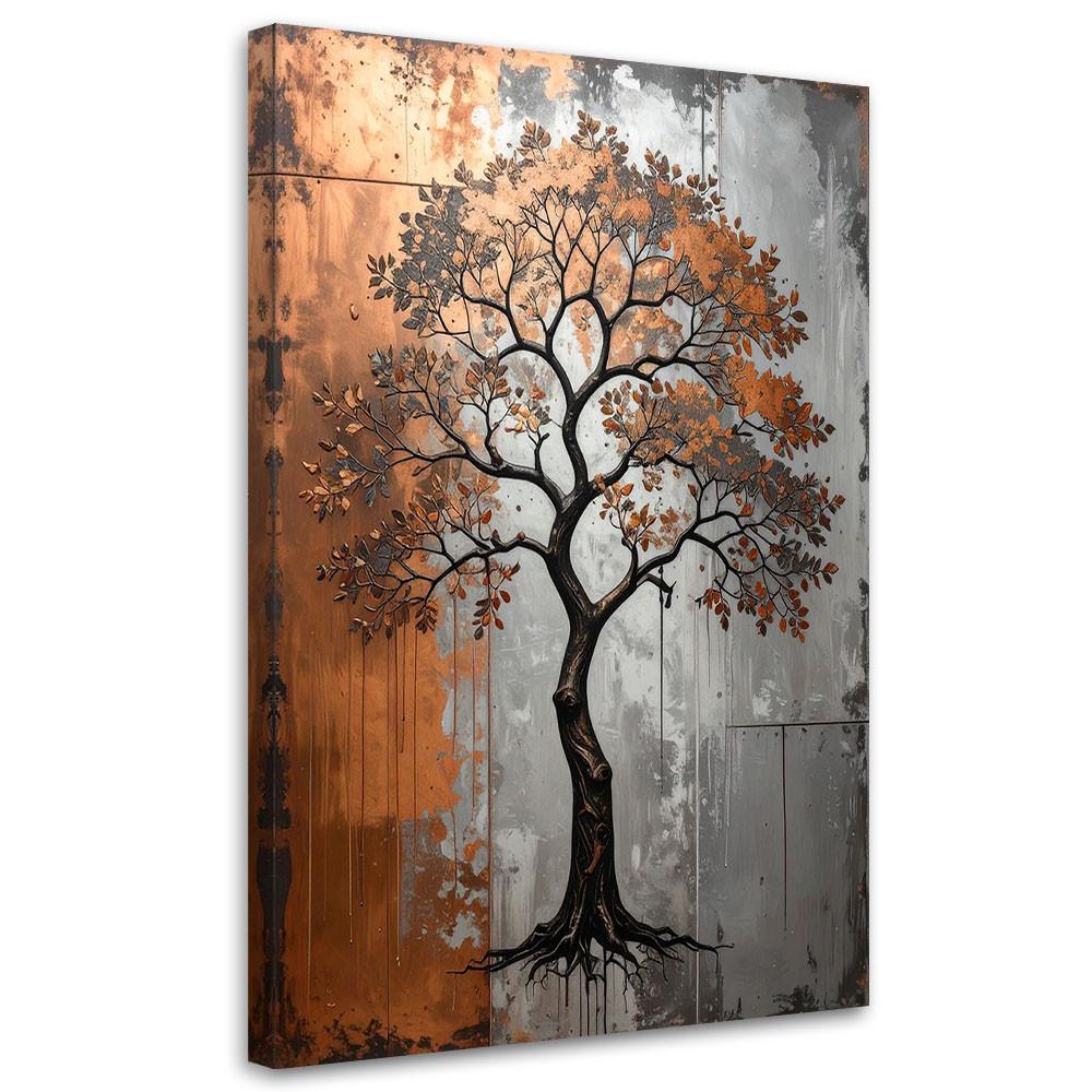 LEINWANDBILDER, Grunge Baum kupferfarben grau - Braun, Textil (20/30cm) - Feeby