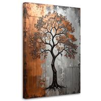 LEINWANDBILDER, Grunge Baum kupferfarben grau - Braun, Textil (20/30cm) - Feeby