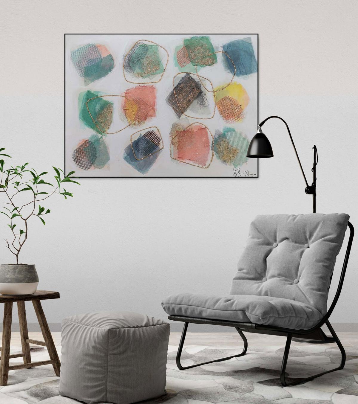 ACRYLBILD HANDGEMALT 100/75 cm - Beige/Weiß, Holz/Textil (100/75cm) - KUNSTLOFT