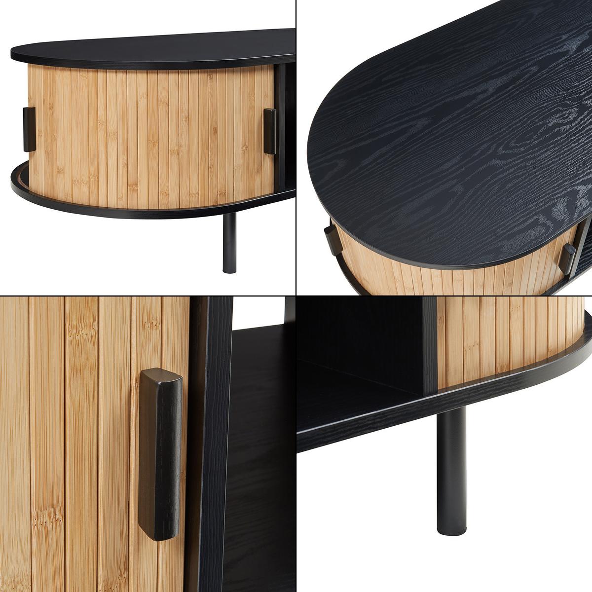 COUCHTISCH Tvedestrand 120/55/40 cm - Schwarz/Naturfarben, Holzwerkstoff/Metall (55/120/40cm) - [en.casa]