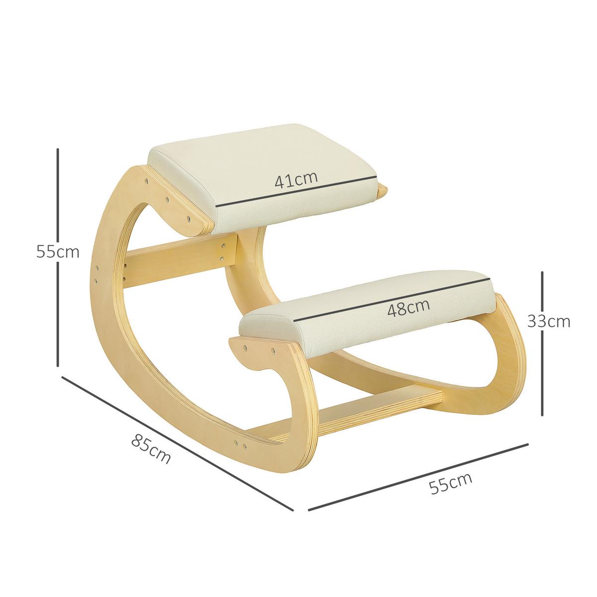 KNIESTUHL aus Buchenholz, Cremeweiß - Creme, Holz/Textil (85/55/55cm) - HOMCOM