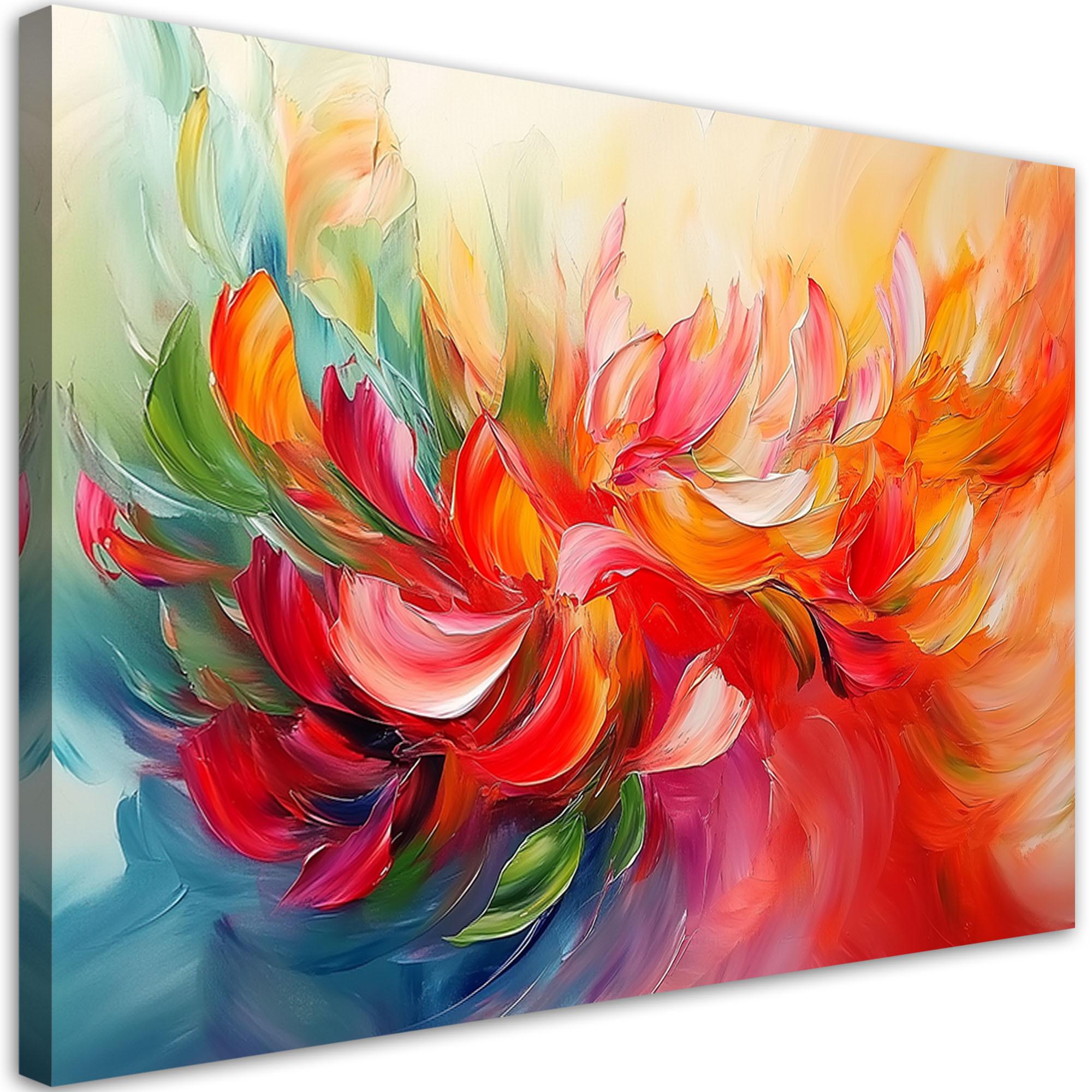 LEINWANDBILD Bunt bemalte Abstraktion 60x40cm - Multicolor, Textil (60/40cm) - Feeby