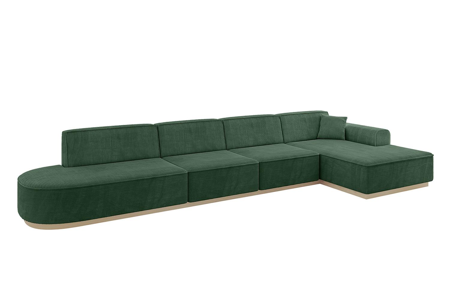 ECKSOFA Ottomane Rechts IREA-L3 - 412x165x80 cm Grün - Currygelb, Holzwerkstoff/Textil (412/165cm) - ALTDECOR