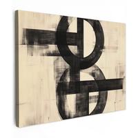 LEINWANDBILD Kreise - Balken - Schwarz - Abstrakt Wandbilder 80x60 cm - Schwarz, Textil (80/60cm) - MuchoWow