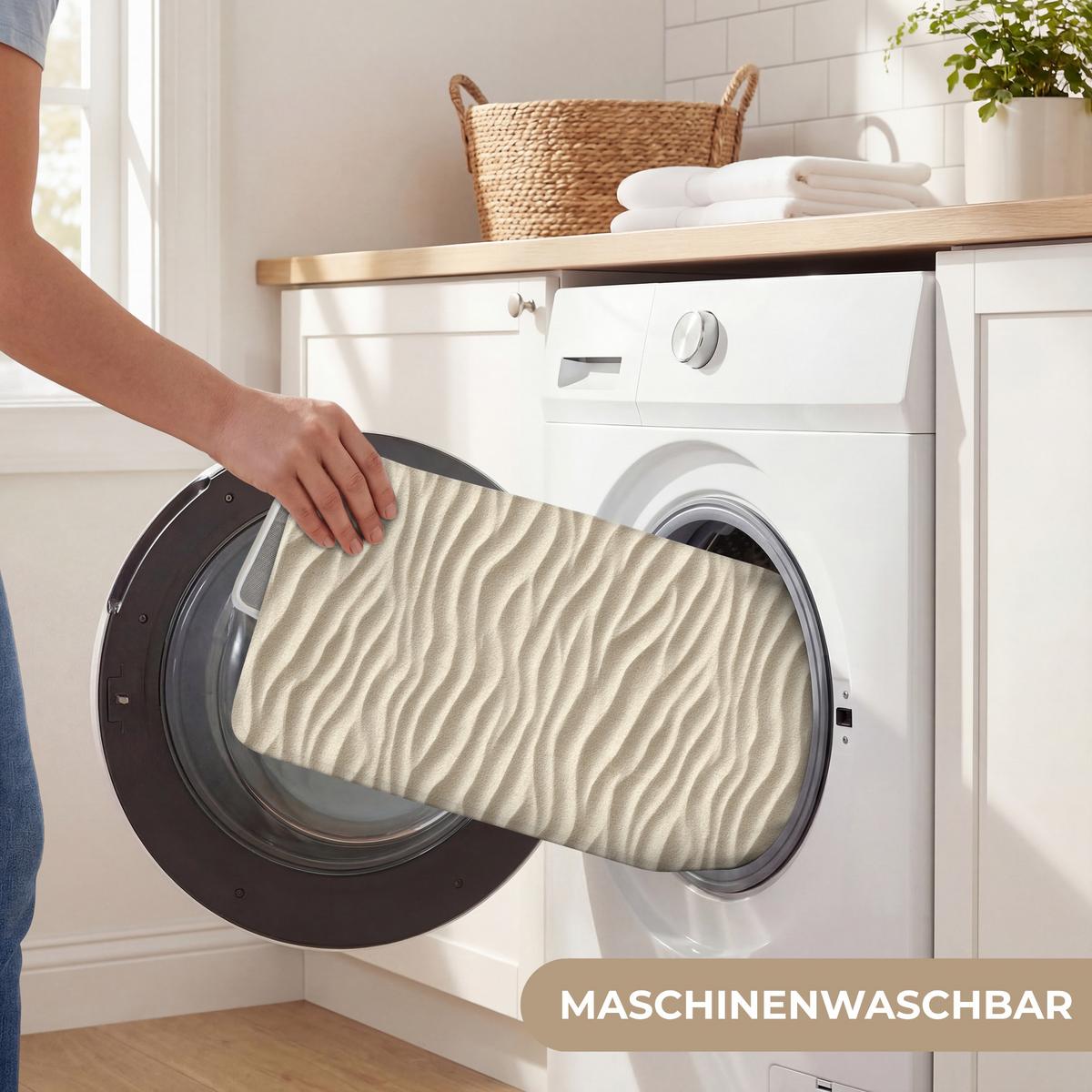 WC-VORLEGER Sand - Wellen - Beige WC Teppich 40x60 cm - Beige, Textil (40/1cm) - OnlyWow