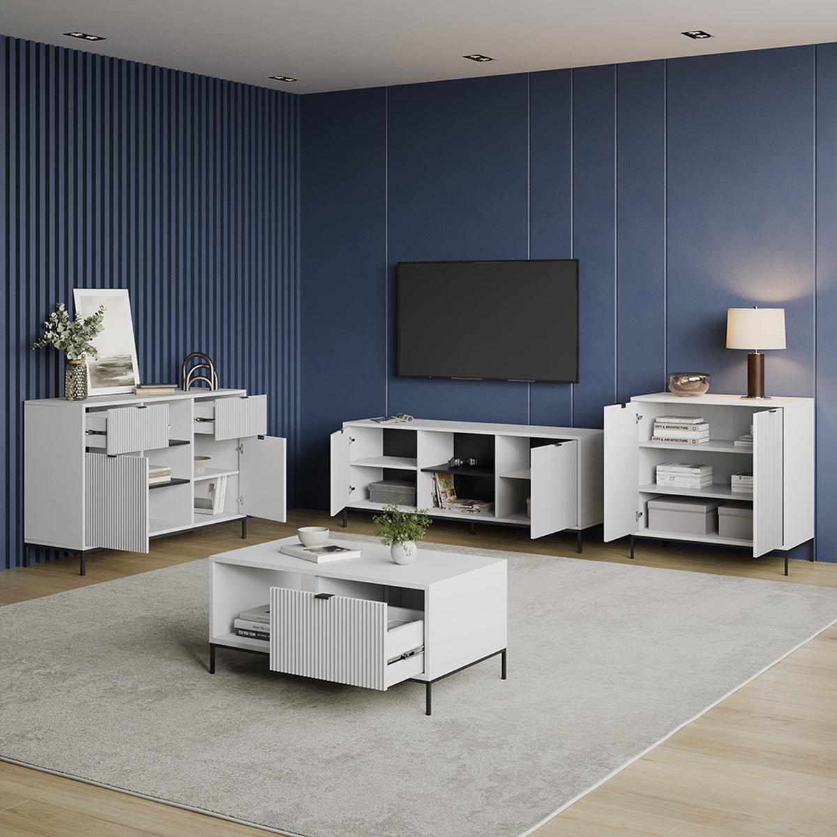 KOMMODE Aterno Weiß mit 2 Türen - Weiß, Holzwerkstoff (42/81.2/80cm) - Livinity®