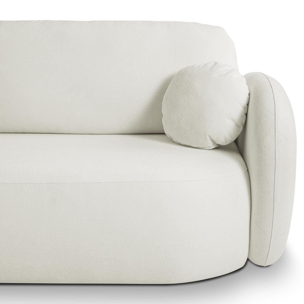ECKSOFA AMICO L-S Creme Geflochtener Stoff mit Schlaffunktion - Creme, Holz (248/174cm) - MASSENO