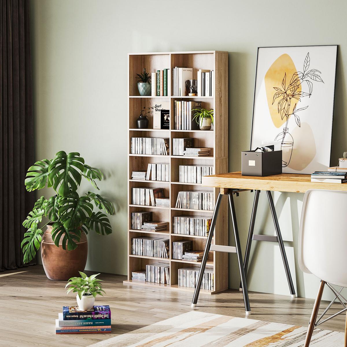 CD-REGAL Spanplatte Naturholz - Naturfarben, Karton/Holzwerkstoff (24/175/78.5cm) - HOMCOM