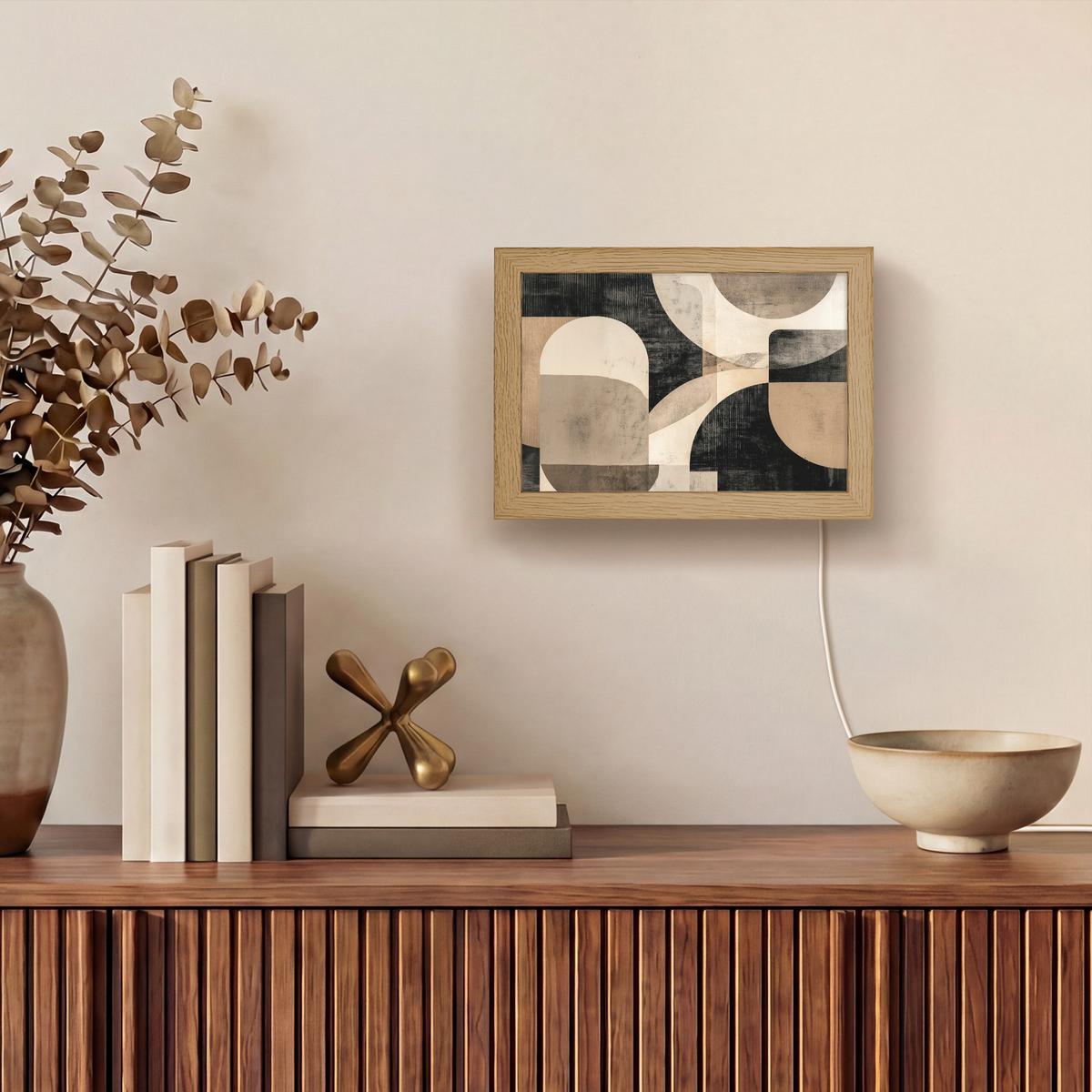 WANDLEUCHTE Abstrakt - Formen - Modern - Beige 20x15 cm - Grau, Holzwerkstoff (20/15/8cm) - OnlyWow