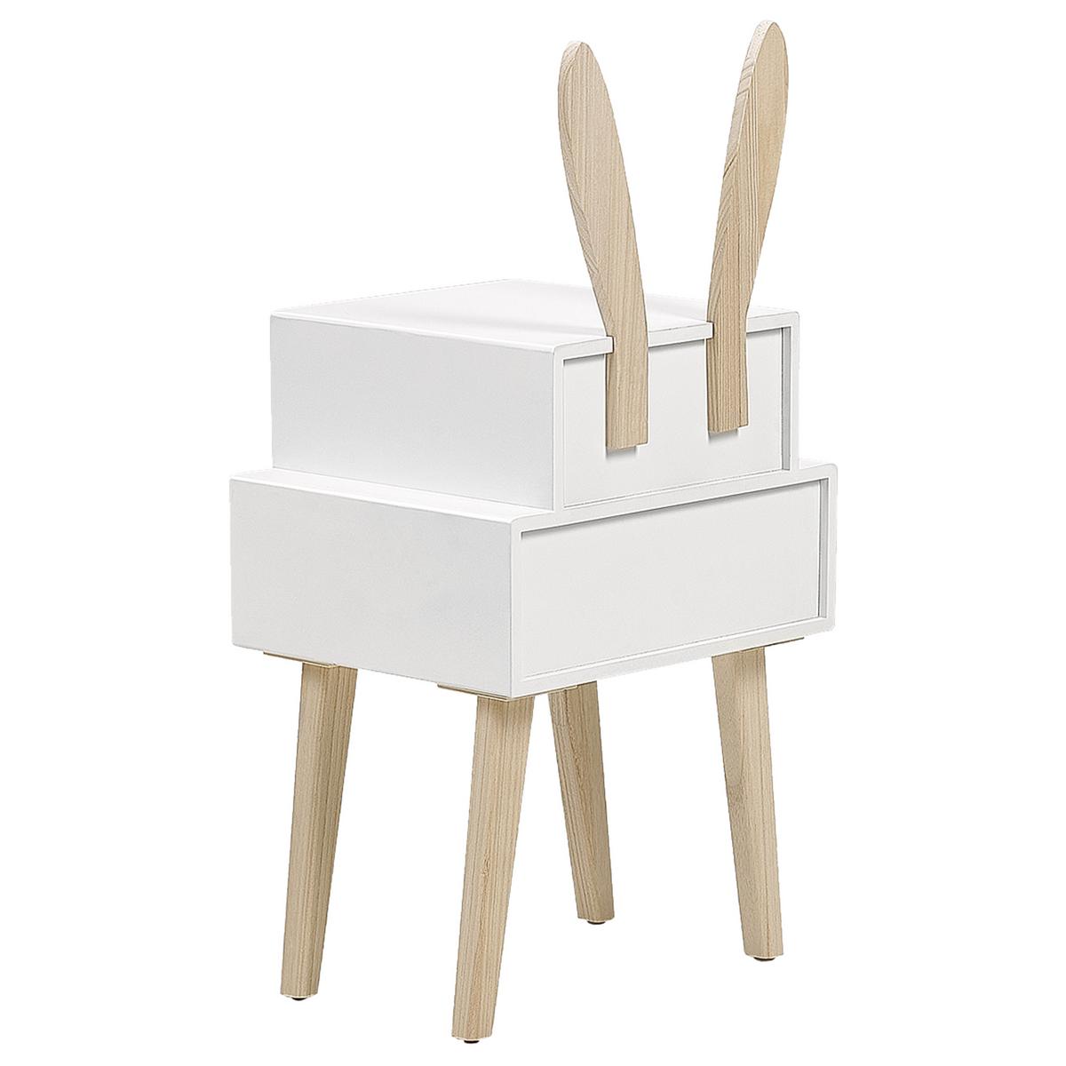 NACHTTISCH mit 2 Schubladen Weiß Banks - Weiß, Holzwerkstoff (32/37/79cm) - Beliani
