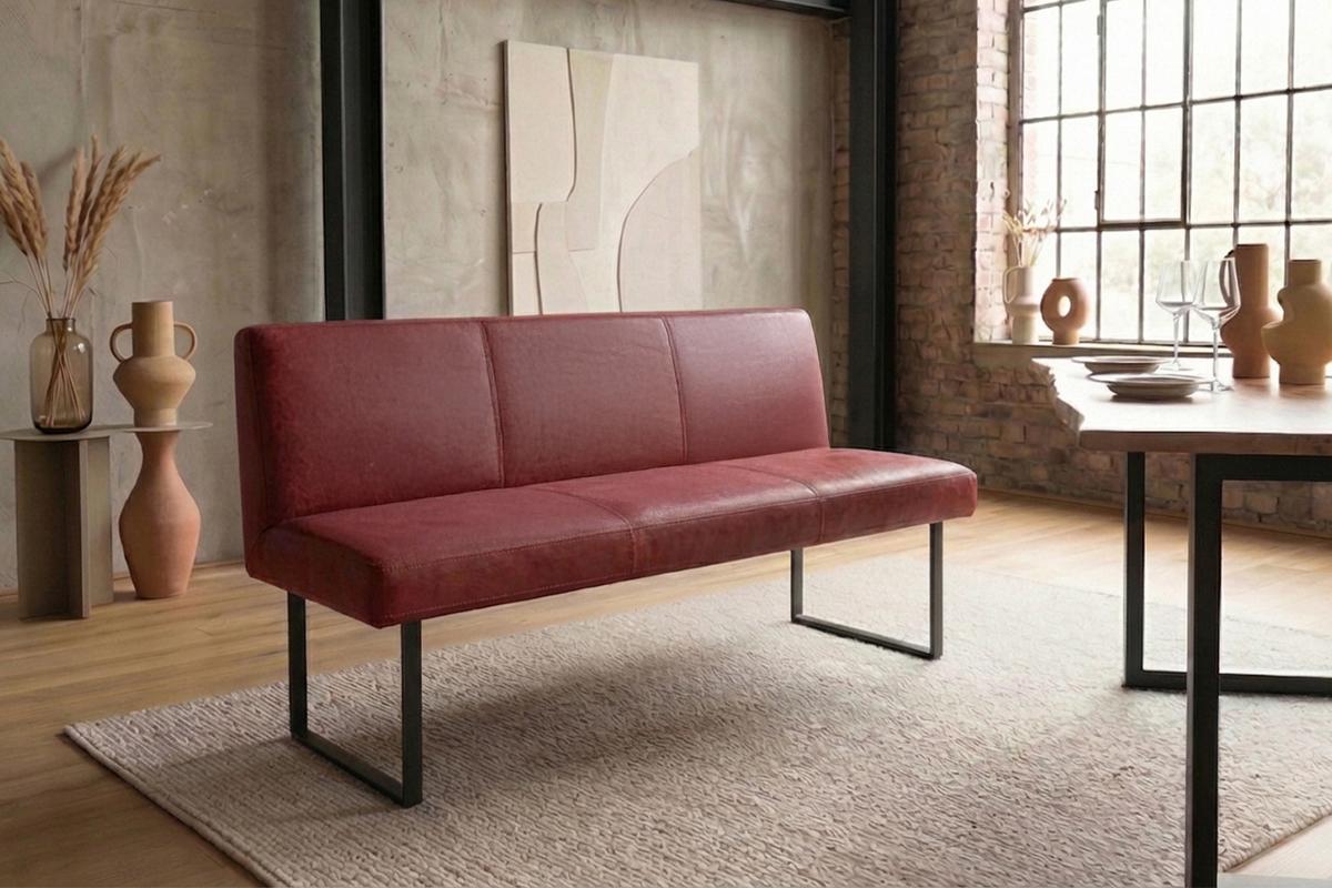 ESSZIMMERBANK ELEEN Rot Leder - Rot, Leder (143/85/69cm) - KAWOLA