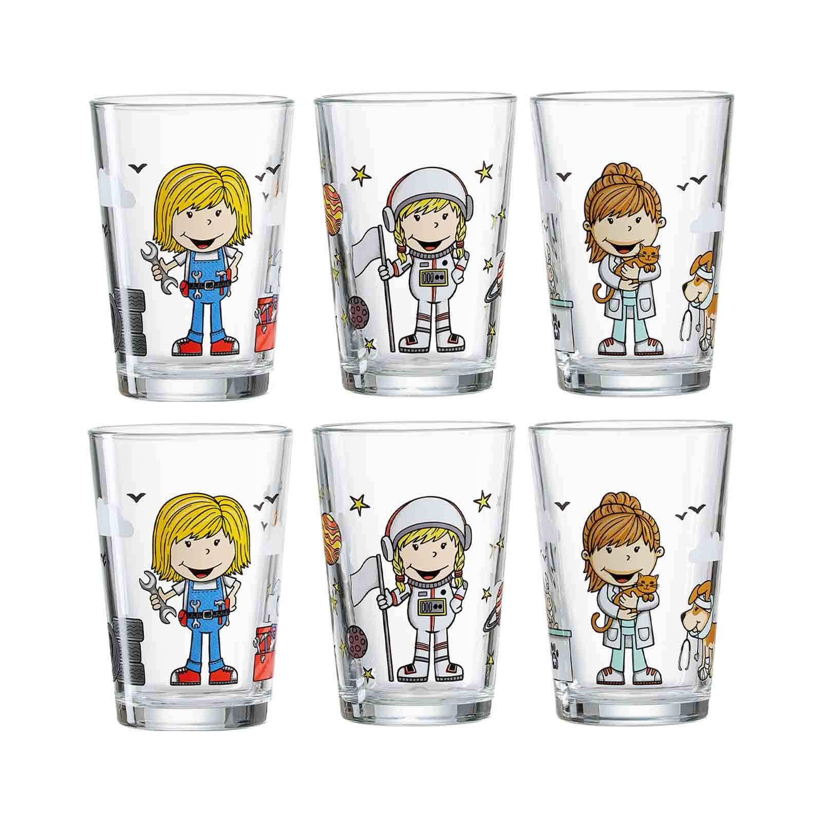 KINDERGLÄSER Berufe Mädchen bunt 205 ml 6-tlg. - Multicolor, Glas (0.205L) - Ritzenhoff Breker