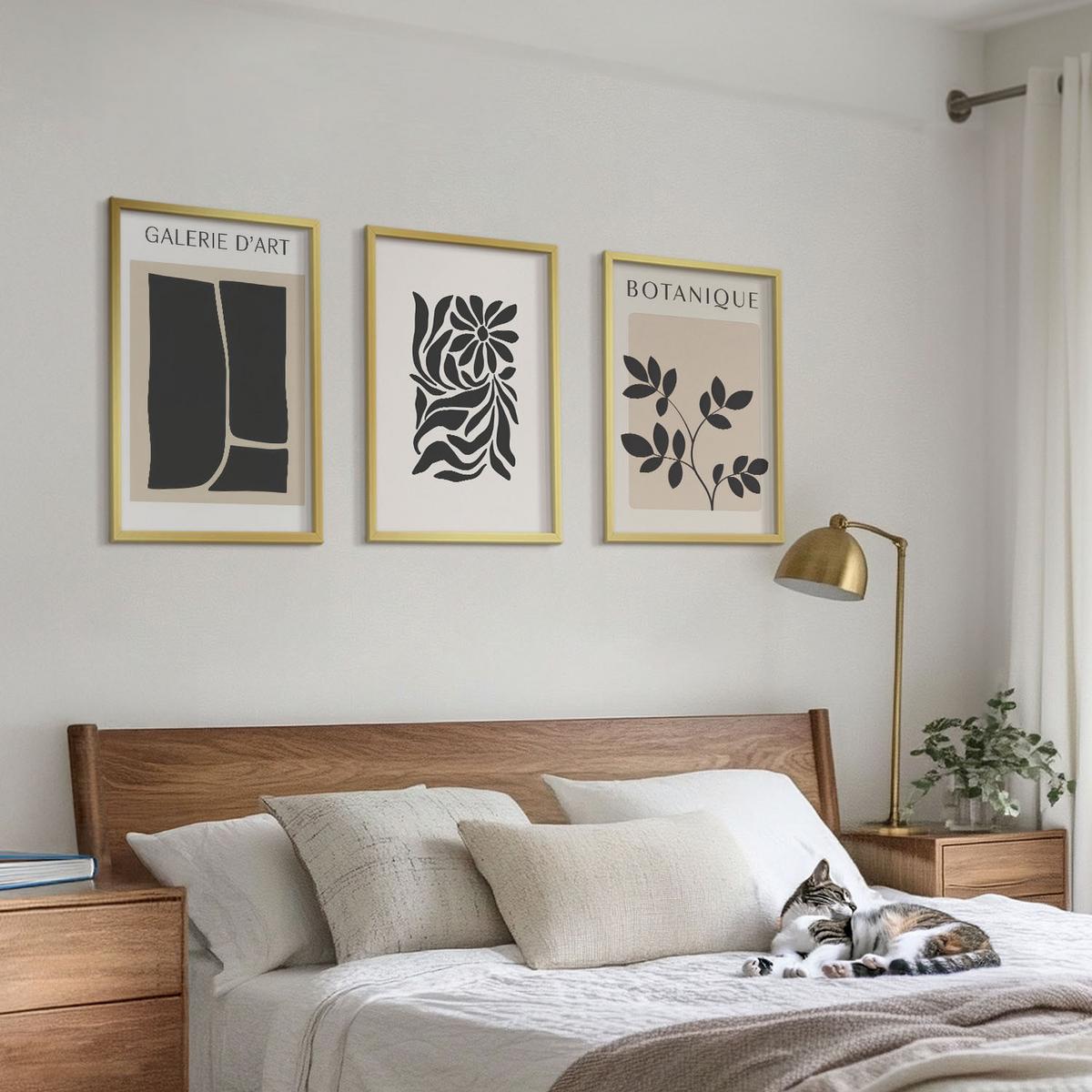 BILDER SET 3er Set - 40x60 cm Goldrahmen - Abstrakte Pflanzenmuster - Goldfarben, Kunststoff (40/60cm) - TULUP