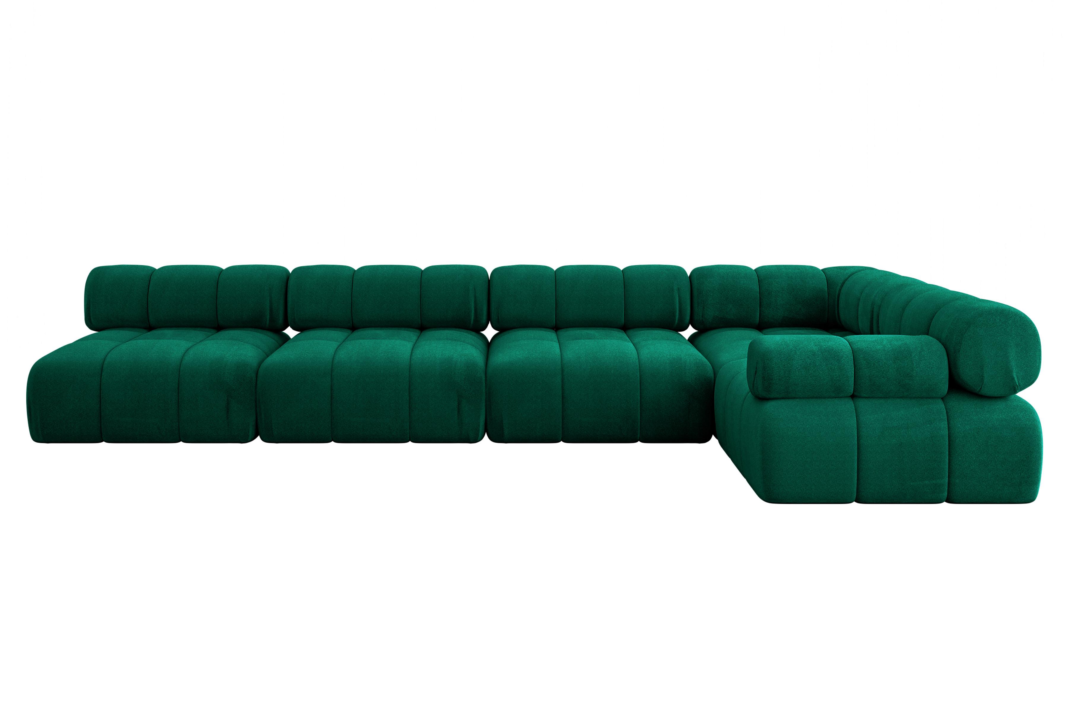 ECKSOFA modulares Sofa Mende-L3 - 380x190x70 cm Dunkelgrün Velours - Dunkelgrün, Holzwerkstoff/Textil (380/190cm) - ALTDECOR