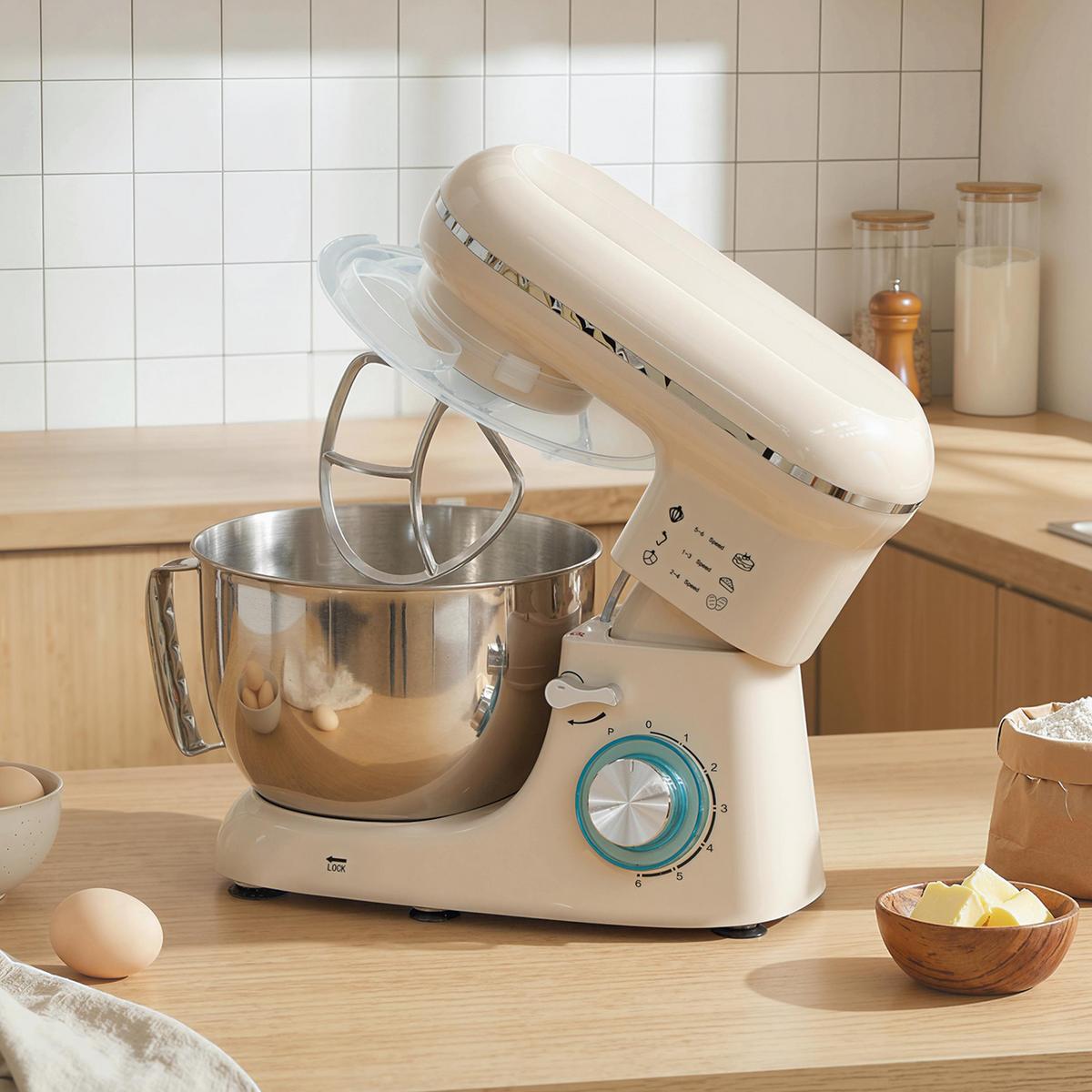 KÜCHENMASCHINE Edelstahl Kunststoff Beige - Beige, Kunststoff (22/29/35cm) - HOMCOM