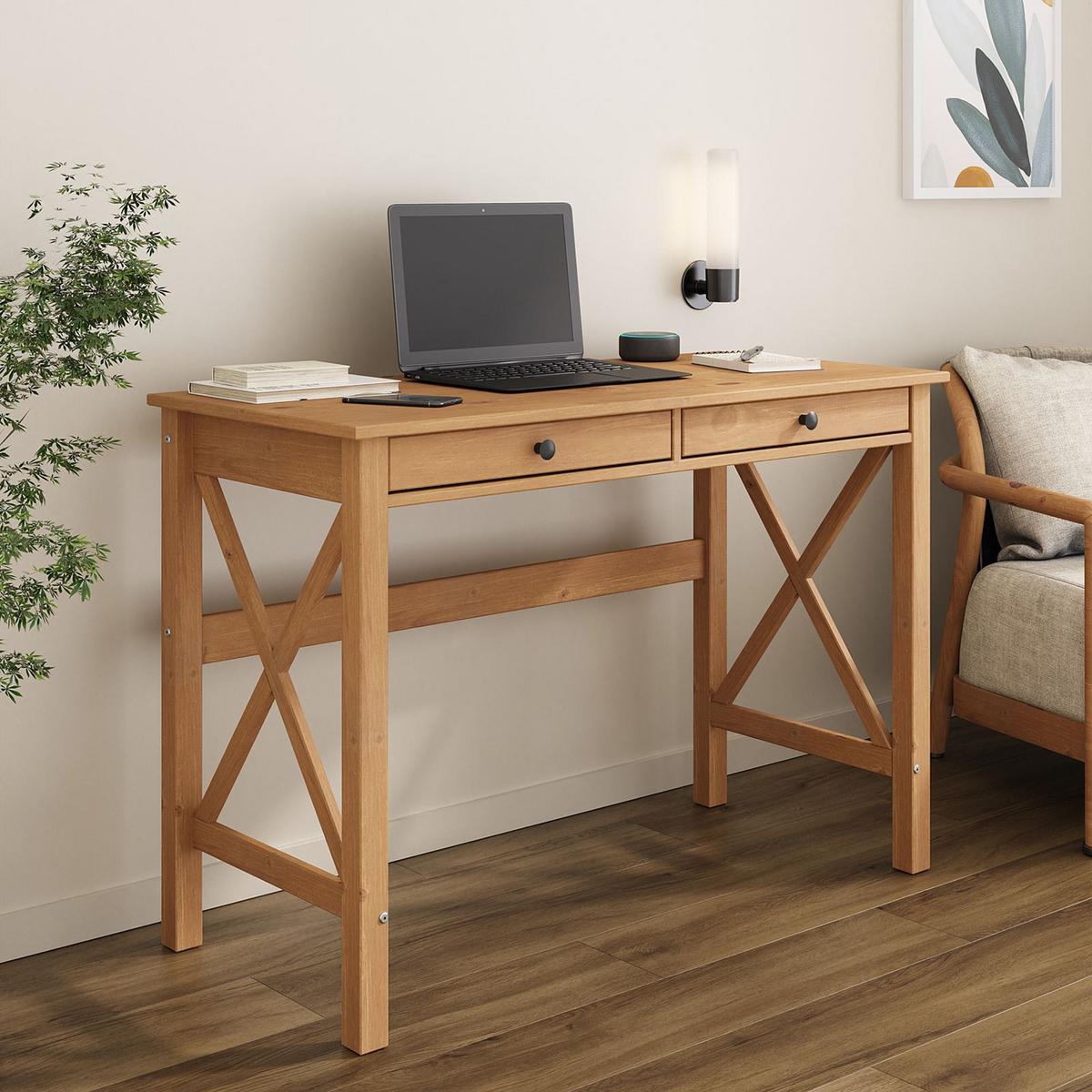 SCHREIBTISCH ADRIAN Eiche - Eichefarben, Holz (50/110/76cm) - IDIMEX