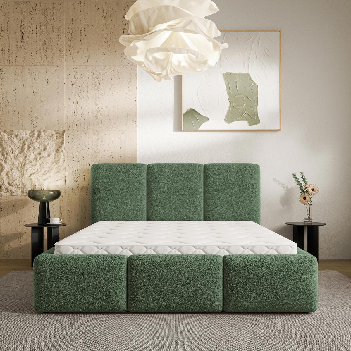 POLSTERBETT ARSIL 160x200 cm mit Bettkästen - Grün - Grün, Holz/Textil (160/200cm) - MASSENO