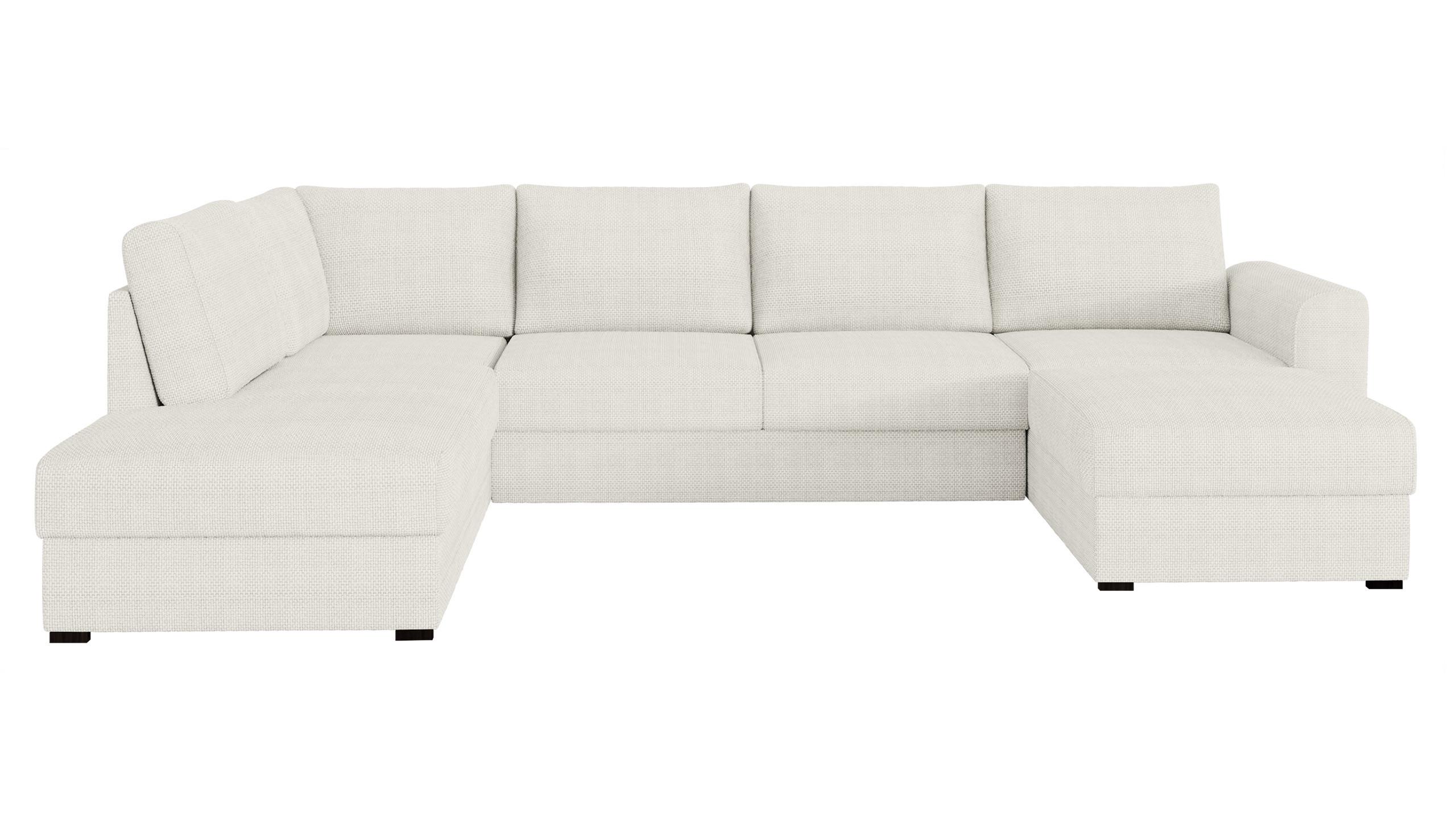WOHNLANDSCHAFT Wilma, Seite: Links - Creme/Schwarz, Holz/Textil (305/85/188cm) - MIRJAN24