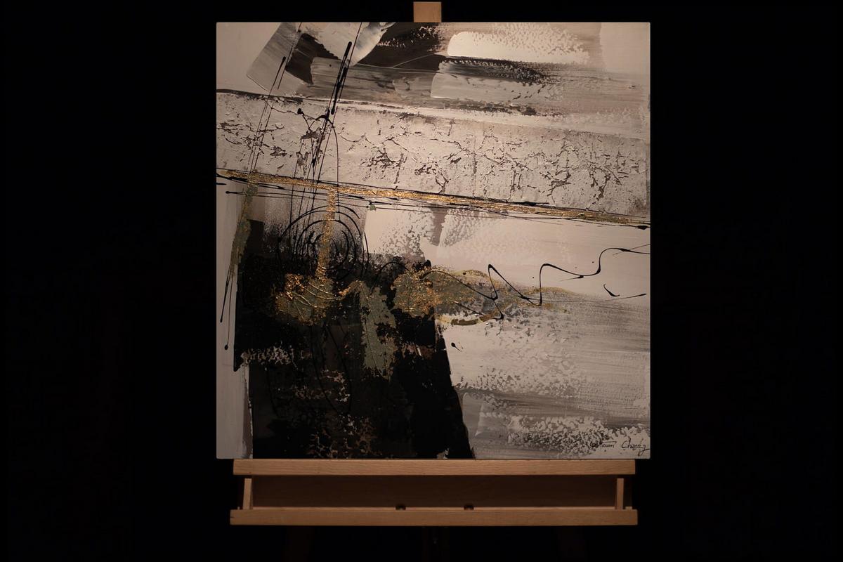 ACRYLBILD HANDGEMALT 60/60 cm - Grau, Holz/Textil (60/60cm) - KUNSTLOFT