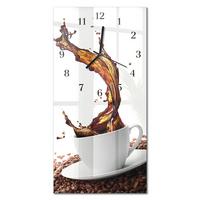 WANDUHR aus Glas 30x60 cm - Tasse Kaffee - Multicolor, Glas (30/60/0.4cm) - TULUP