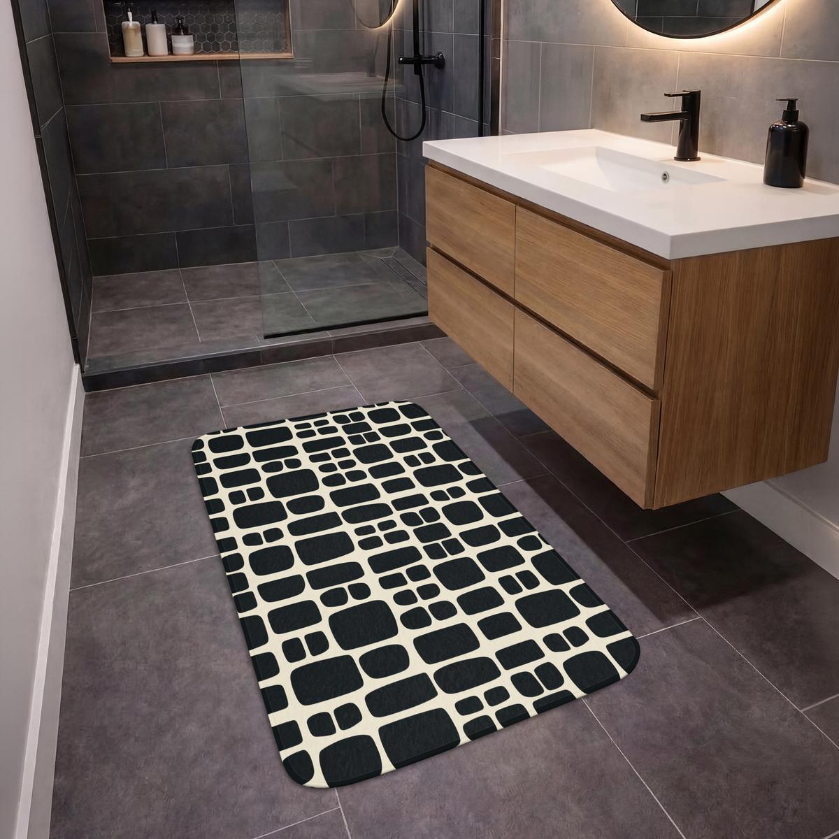 BADEMATTE Modern - Bio - Schwarz 60x90 cm - Anthrazit, Textil (60/90cm) - OnlyWow
