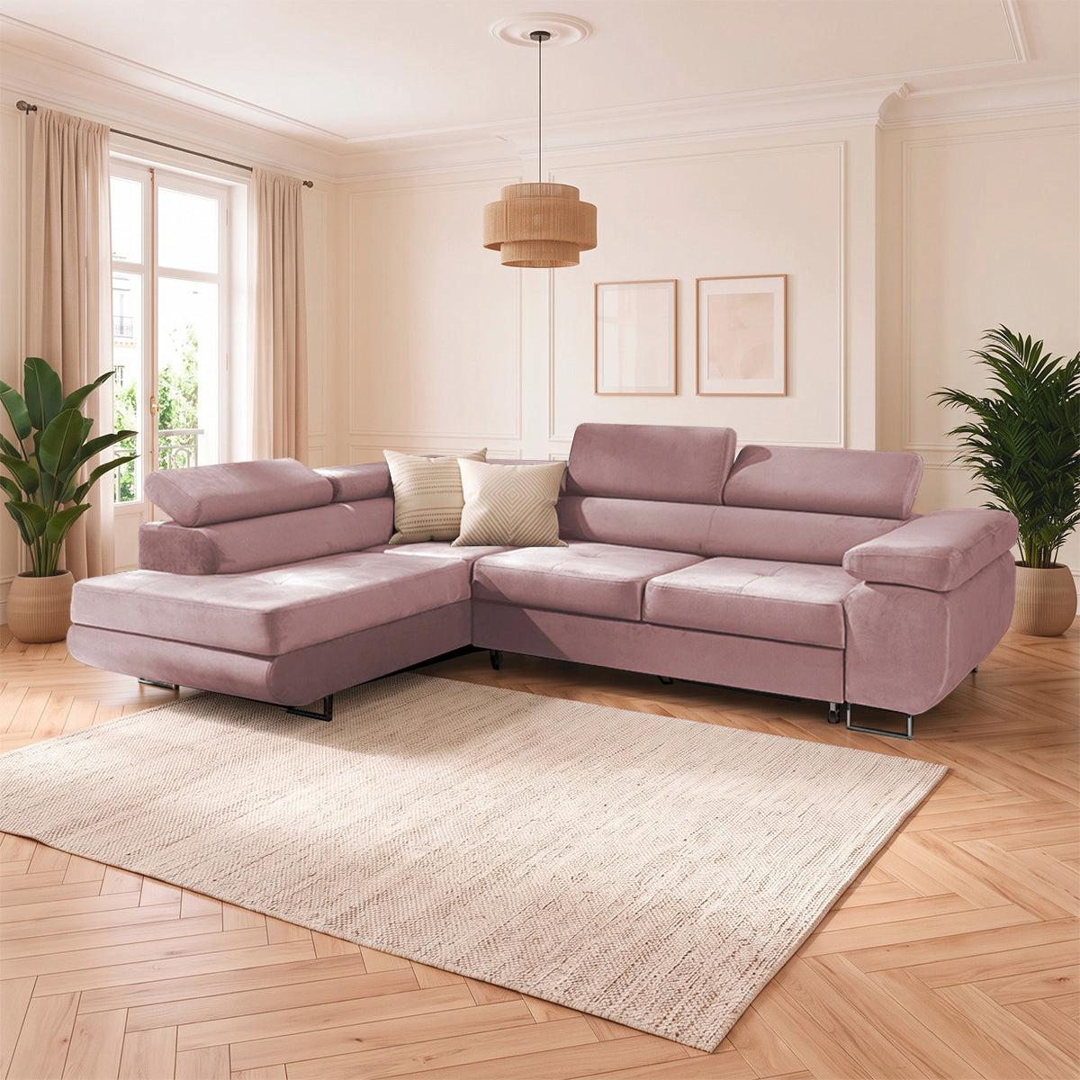 ECKSOFA Wilson 4 Sitzplätze Rose - Rosa, Textil (271/201cm) - Petits-meubles
