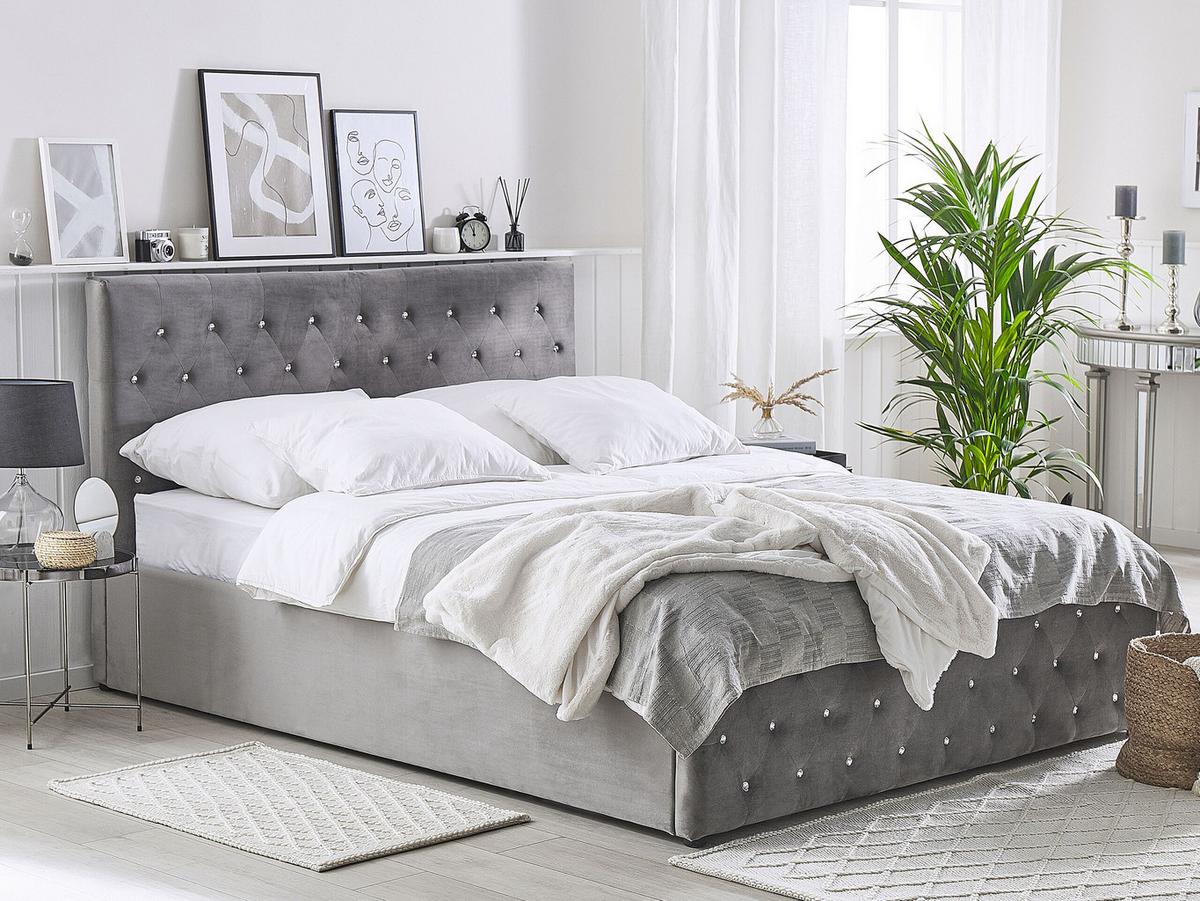 POLSTERBETT 140/200cm Grau Amiens - Grau, Textil (140/200cm) - Beliani