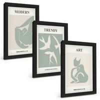 BILDER SET 3er Set - 20x30 cm Schwarzer Rahmen - Matisse abstrakte Figuren - Schwarz, Kunststoff (20/30cm) - TULUP