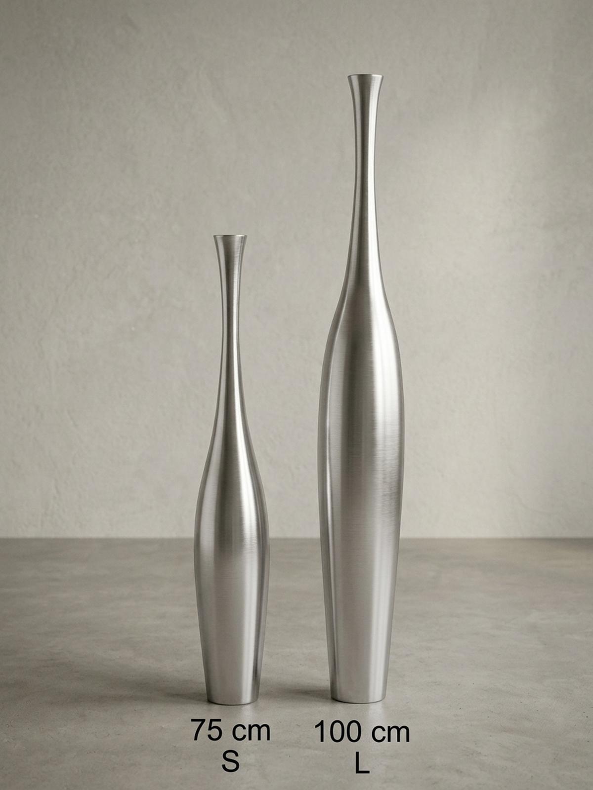 VASE Aluminium Modern Stil Modell BOTTLE S Silber mit einer Öffnung - Silberfarben, Metall (100cm) - KADIMA DESIGN