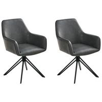 ESSZIMMERSTUHL 2er Set drehbar Kunstleder Schwarz Sansarc - Schwarz, Kunststoff/Metall (57/85/59cm) - Beliani