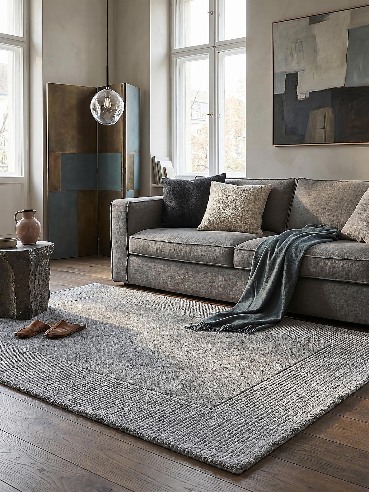 WOLLTEPPICH MOLE, einfarbig, Grau meliert, 200 x 290 cm - Grau, Textil (290/200cm) - KADIMA DESIGN