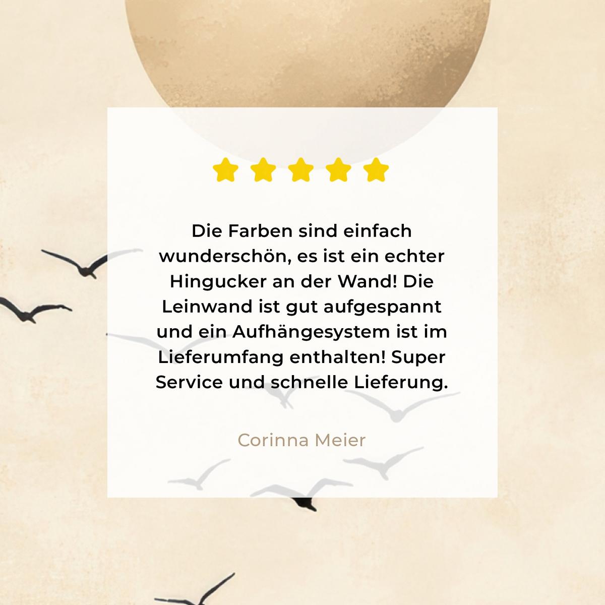 LEINWANDBILD Landschaft - Japandi - Vogel Deko Groß 90x90 cm - Beige, Textil (90/90cm) - MuchoWow