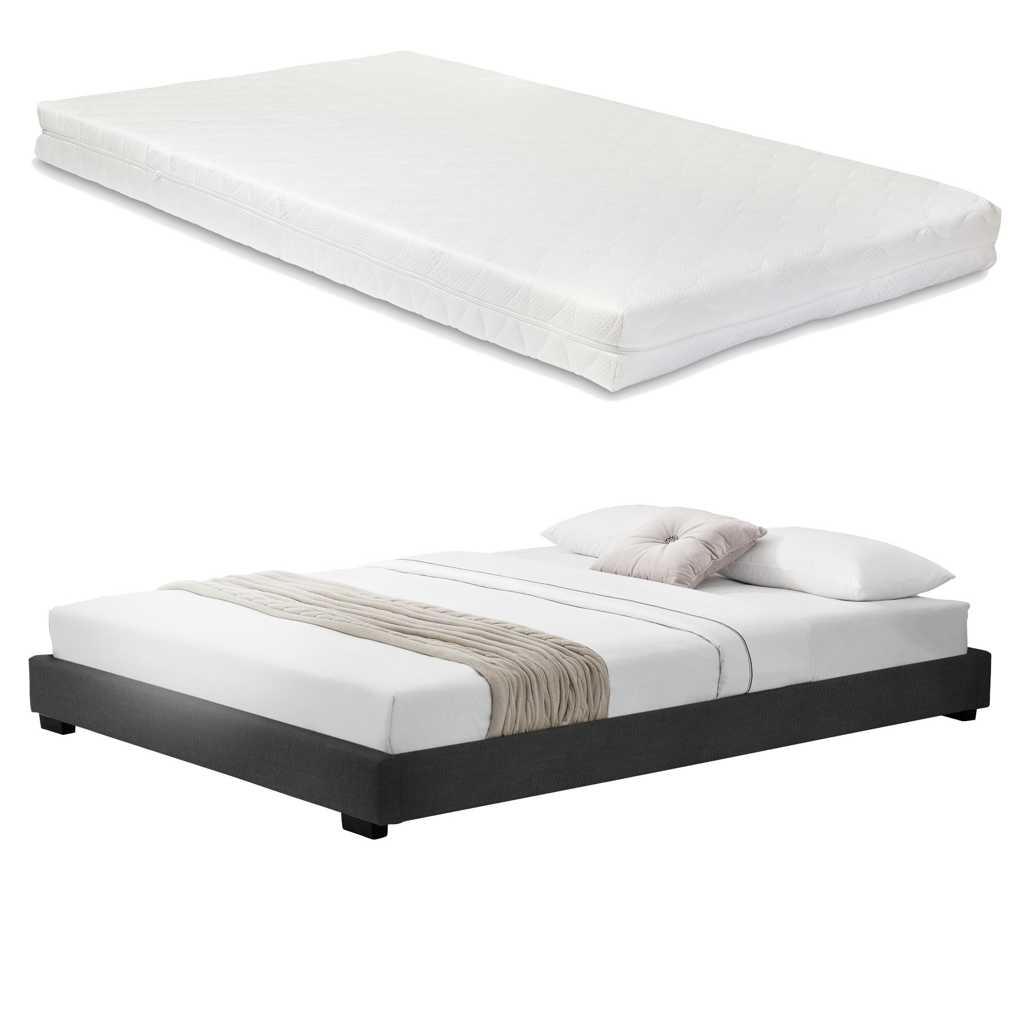 POLSTERBETT Solingen mit Matratze - Schwarz, Textil (180/200cm) - Corium