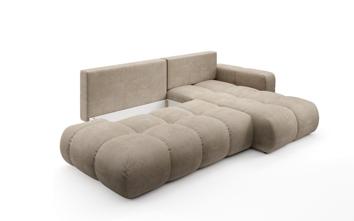 ECKSOFA DUCA R-S Beige Chenille mit Schlaffunktion - Sandfarben, Holz (266.5/266.5cm) - MASSENO
