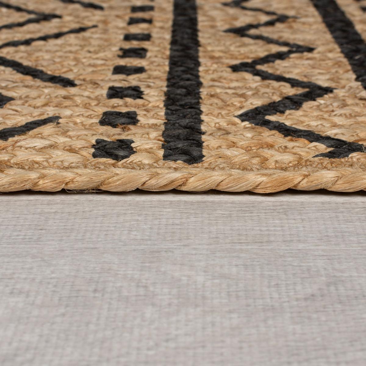 JUTETEPPICH handgewebt NEATH, geometrisch, Braun-Schwarz, 200 x 290 cm - Braun, Naturmaterialien (200/290cm) - KADIMA DESIGN