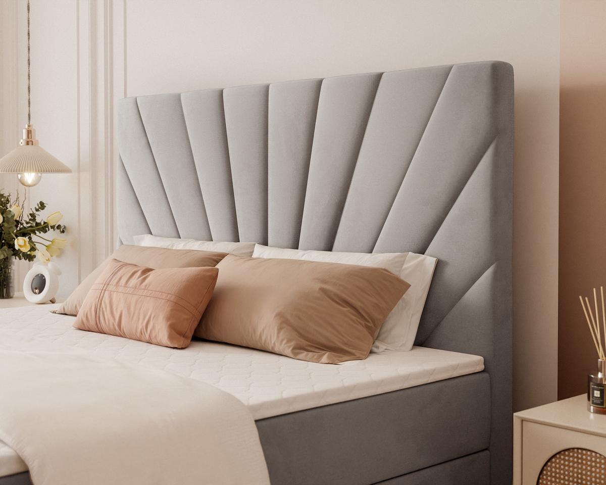 BOXBETT 160x200 cm mit Topper - Hellgrau, Holzwerkstoff/Textil (160/200cm) - Idohome