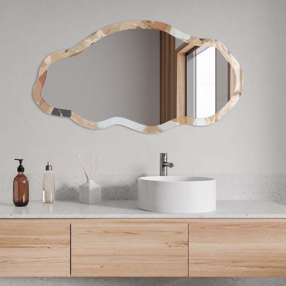 SPIEGEL 90x45 cm asymmetrisch mit Druck - Modernes Mosaik - Transparent, Glas (45/90/0.4cm) - TULUP