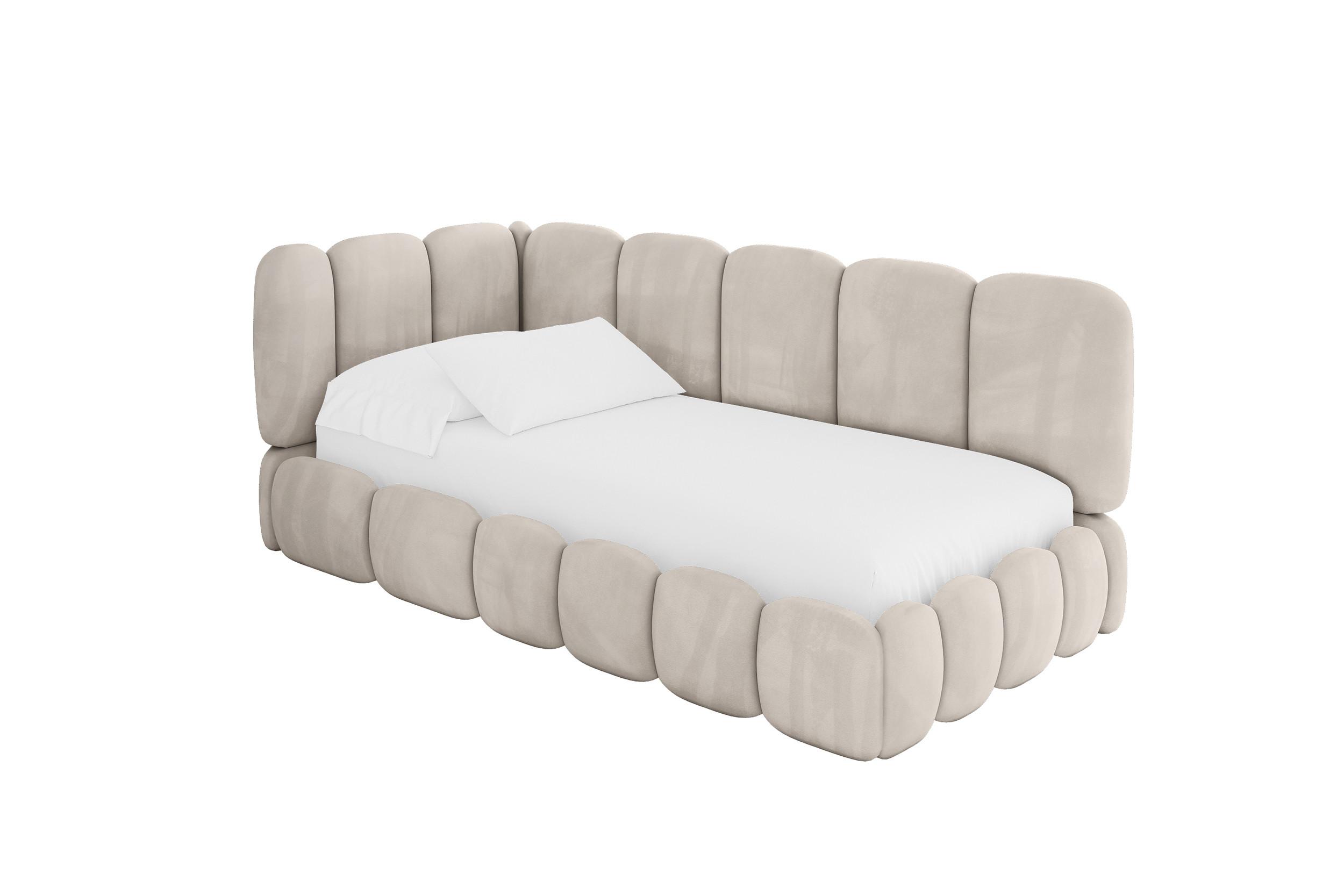 EINZELLBETT Jugendbett mit Bettkasten, Rechts - AVRY 100x200 Beige - Sandfarben, Holzwerkstoff/Textil (100/200cm) - ALTDECOR