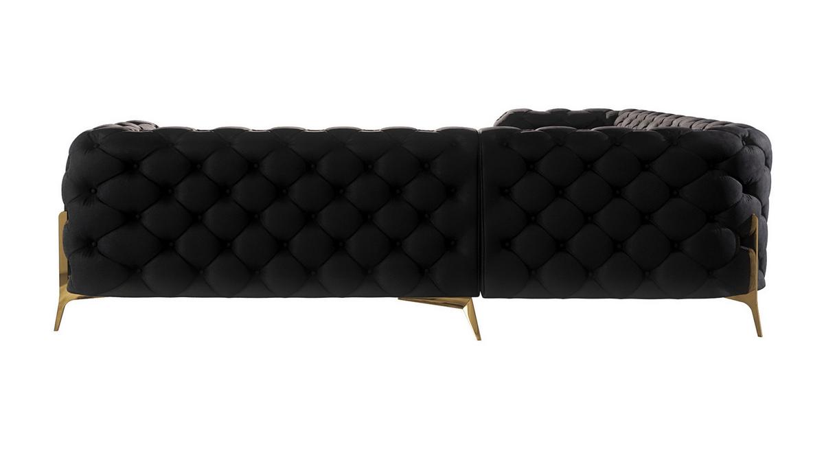 ECKSOFA Chesterfield Lexi Schwarz Samt - Goldfarben/Schwarz, Holz/Textil (264/264cm) - S-Style Möbel