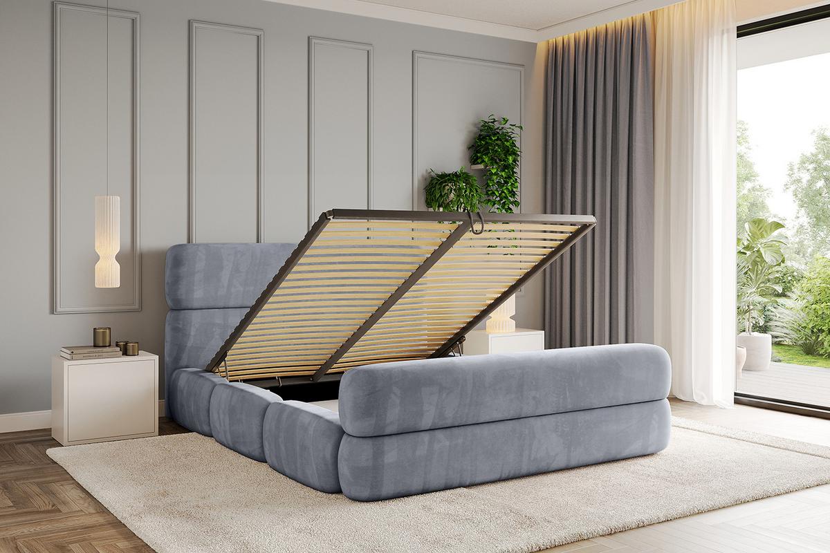 POLSTERBETT mit Bettkasten, Fußteil und Lattenrost, Boxbett ohne Matratze - ELVA-Z 180x200 Grau - Grau, Holzwerkstoff/Textil (180/200cm) - ALTDECOR