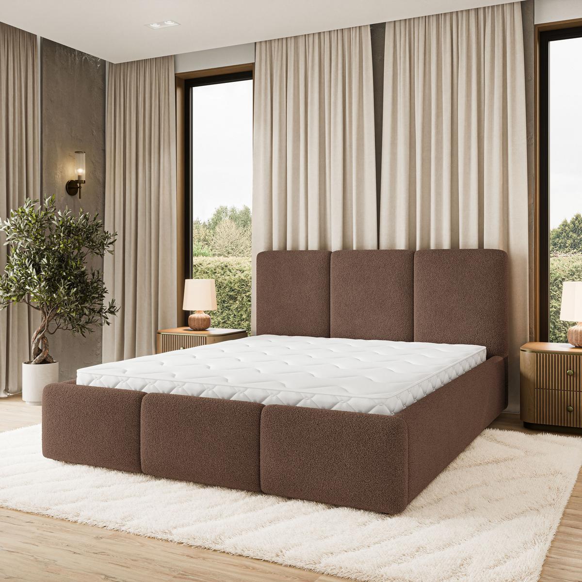 POLSTERBETT MORENA Q 180x200 cm mit Bettkästen - Braun - Braun, Holz (180/200cm) - MASSENO