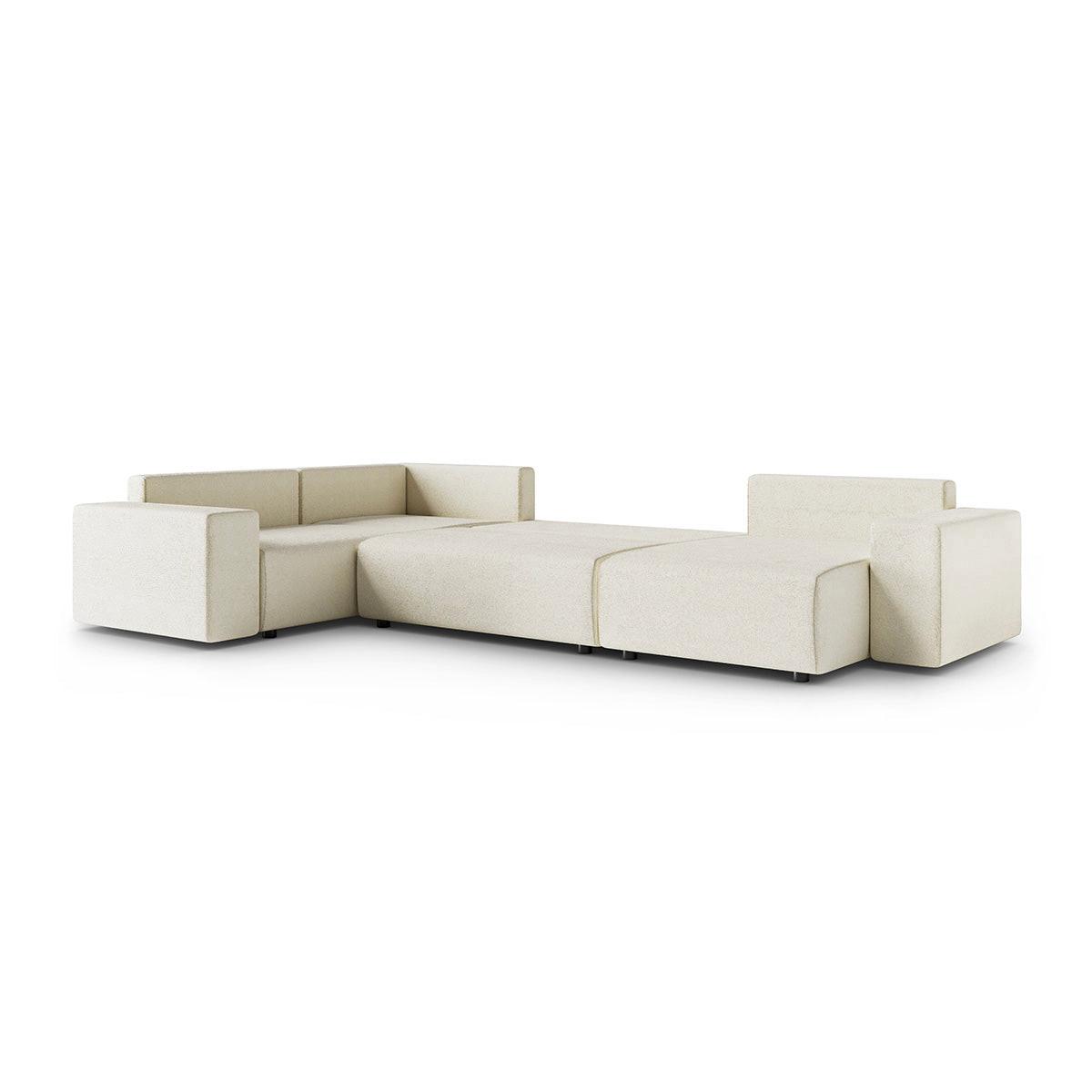 PANORAMASOFA Lorenzo 5 Sitzplätze Gebrochenes Weiß - Weiß, Holz (378/85/236cm) - Petits-meubles