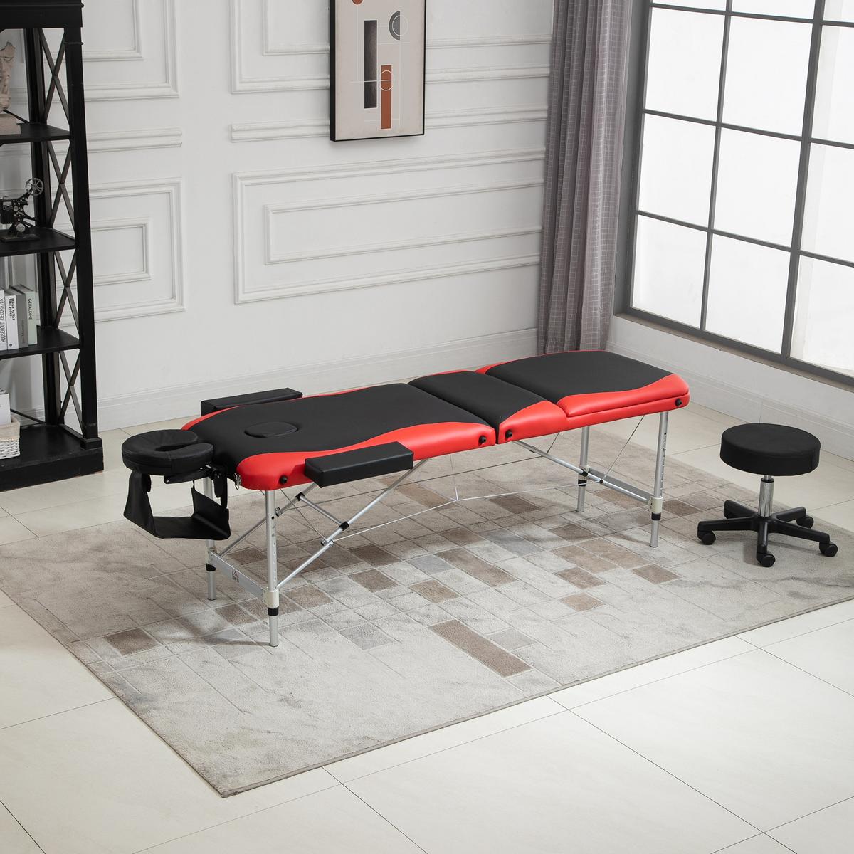 MASSAGELIEGEN höhenverstellbarer Massagetisch Massagebett Aluminium Kunststoff - Multicolor, Metall (81/84/215cm) - HOMCOM
