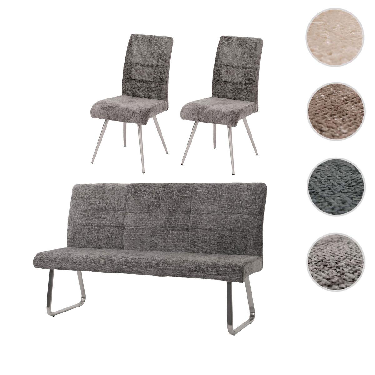 ESSZIMMER-SET Grau 3er-Set - Grau, Textil (180/99/65cm) - MCW