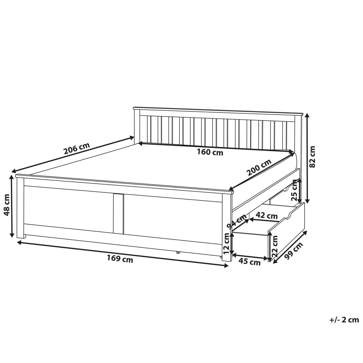 BETT mit 2 Schubladen 160/200 cm Kiefernholz Braun Olendon - Braun, Holz (160/200cm) - Beliani