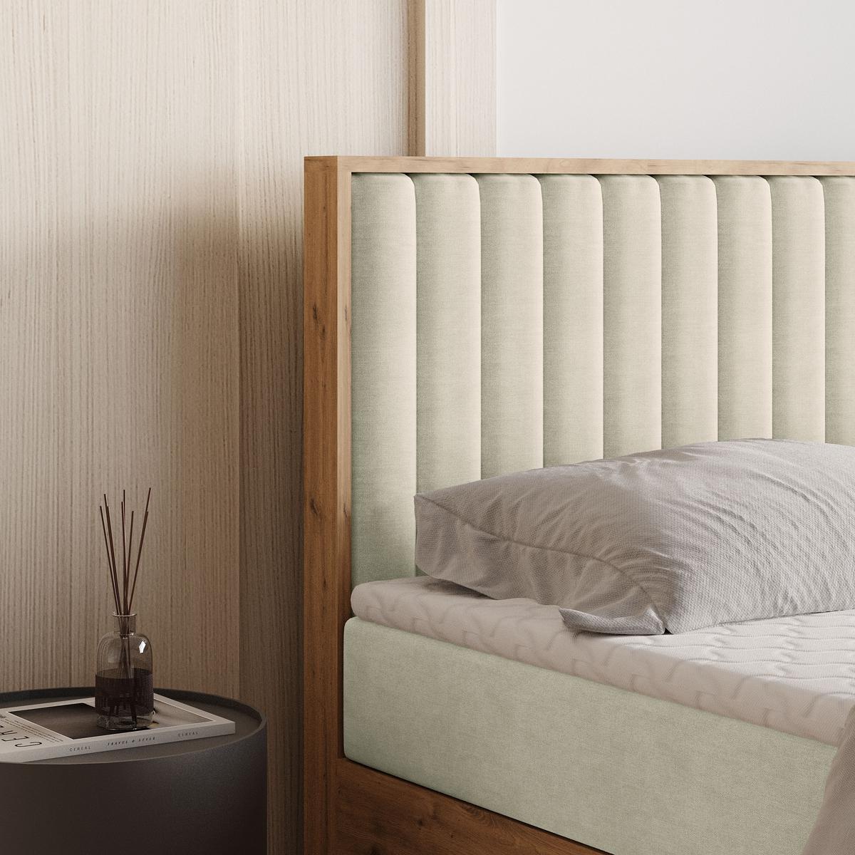 BOXBETT VARELI 140x200 cm mit Matratze und Topper - Creme - Creme, Holz (140/200cm) - MASSENO