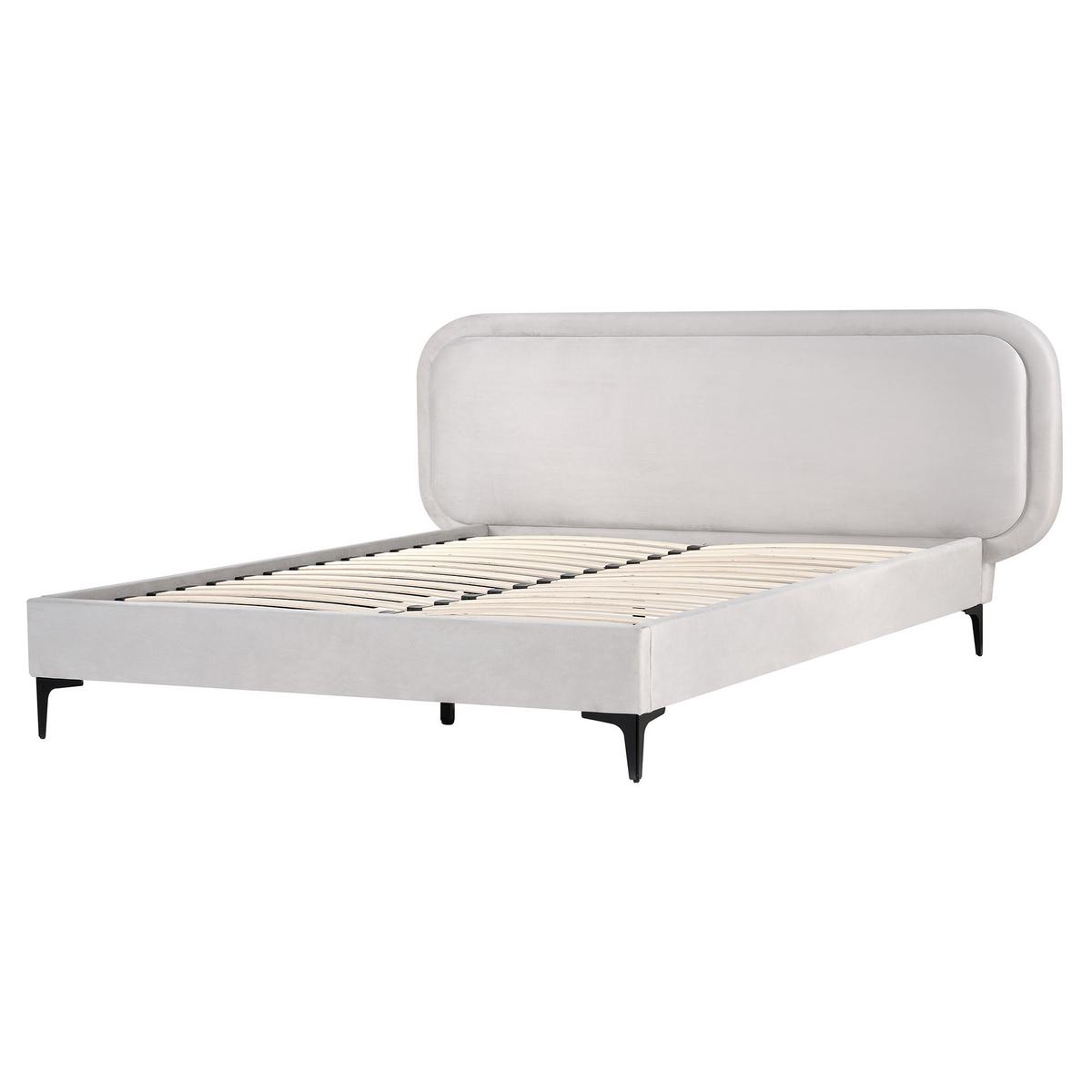 BETT mit Lattenrost 160/200 cm Hellgrau Suzette - Hellgrau, Textil (160/200cm) - Beliani