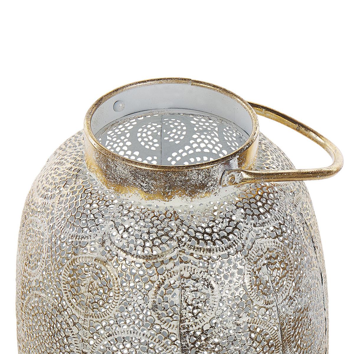 LATERNE Metall 30 cm Gold Lantau - Goldfarben/Weiß, Metall (25/30/25cm) - Beliani